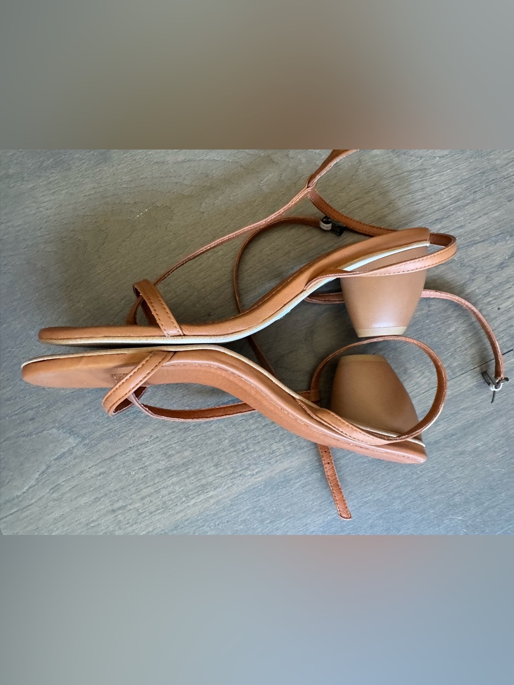 Free People La La Land Tan Ankle Strap Block Heel Sandals - Picture 3 of 6